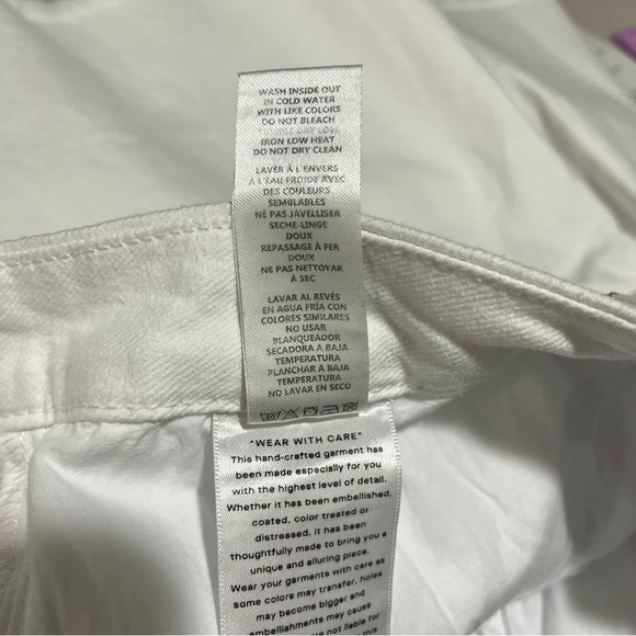 Good American Icon Shorts White Denim Plus Size 18 High Rise Raw Hem Bermuda - Picture 11 of 11